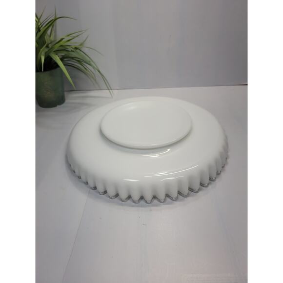 Vintage Fenton Milk Glass Silver Crest  Chip & Dip Set - Picture 4 of 6